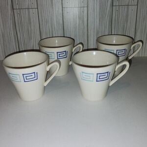 Vintage Greek Key Ceramic Coffee Cups